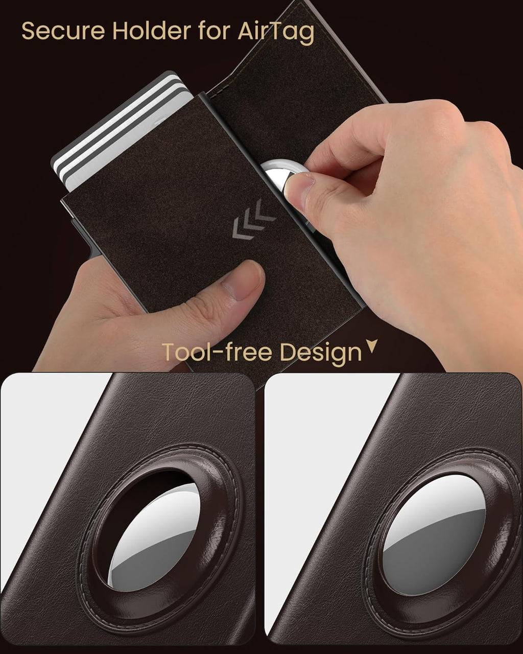 typecase Mens Wallet Card Holder for AirTag: Leather Smart Wallet for Men Compatible with Apple Air Tag, RFID Blocking, Slim, Minimalist - 9-14 Card Capacity | ID Window | Cash Slot (Dark Brown)