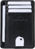 KARAKORAM Vertical Handcrafted Premium Leather Front Pocket Credit Card Holder with RIFD Protection | Artisan Made Slim Leather Wallet | Finger Glide Slots for Cards and ID (Jet Black)