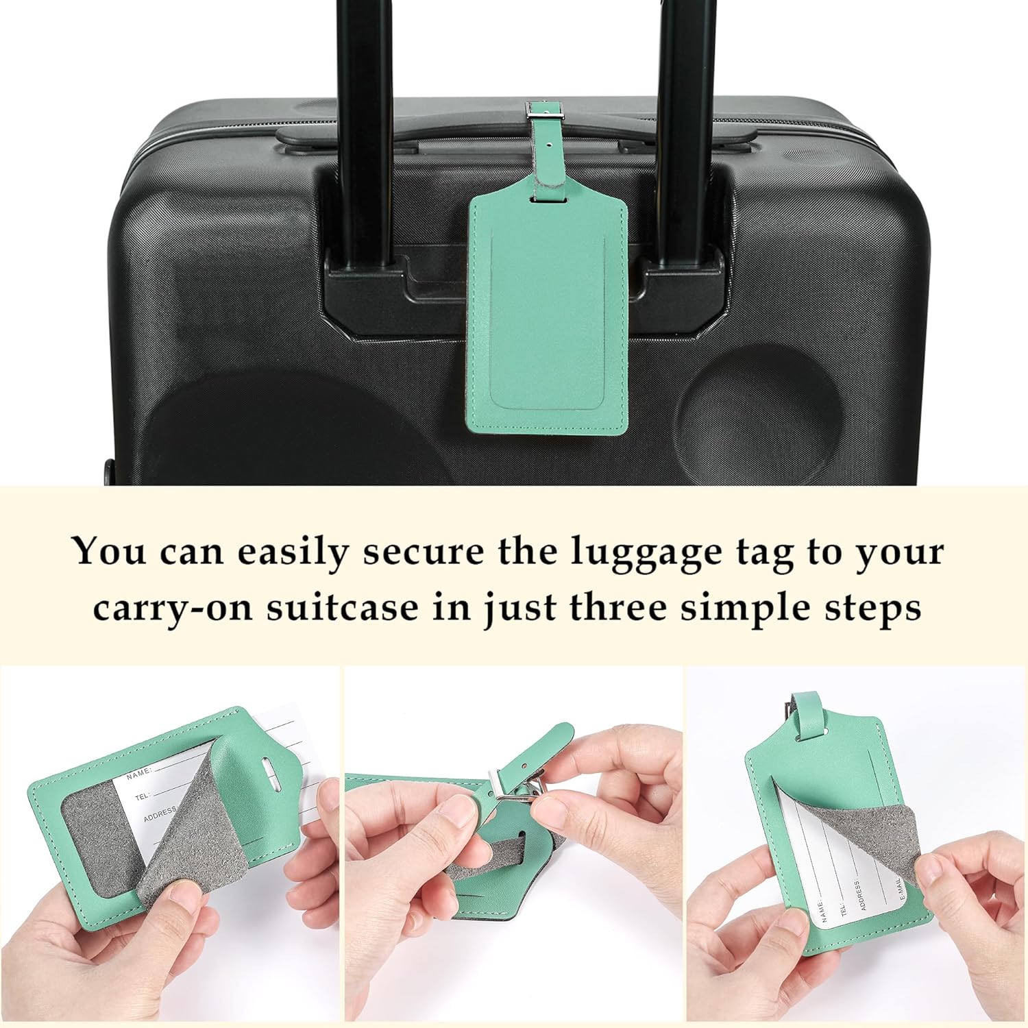 Travelambo Luggage Tags for Suitcases PU Leather Travel Tags Bag Tags Privacy Protection Travel Essentials