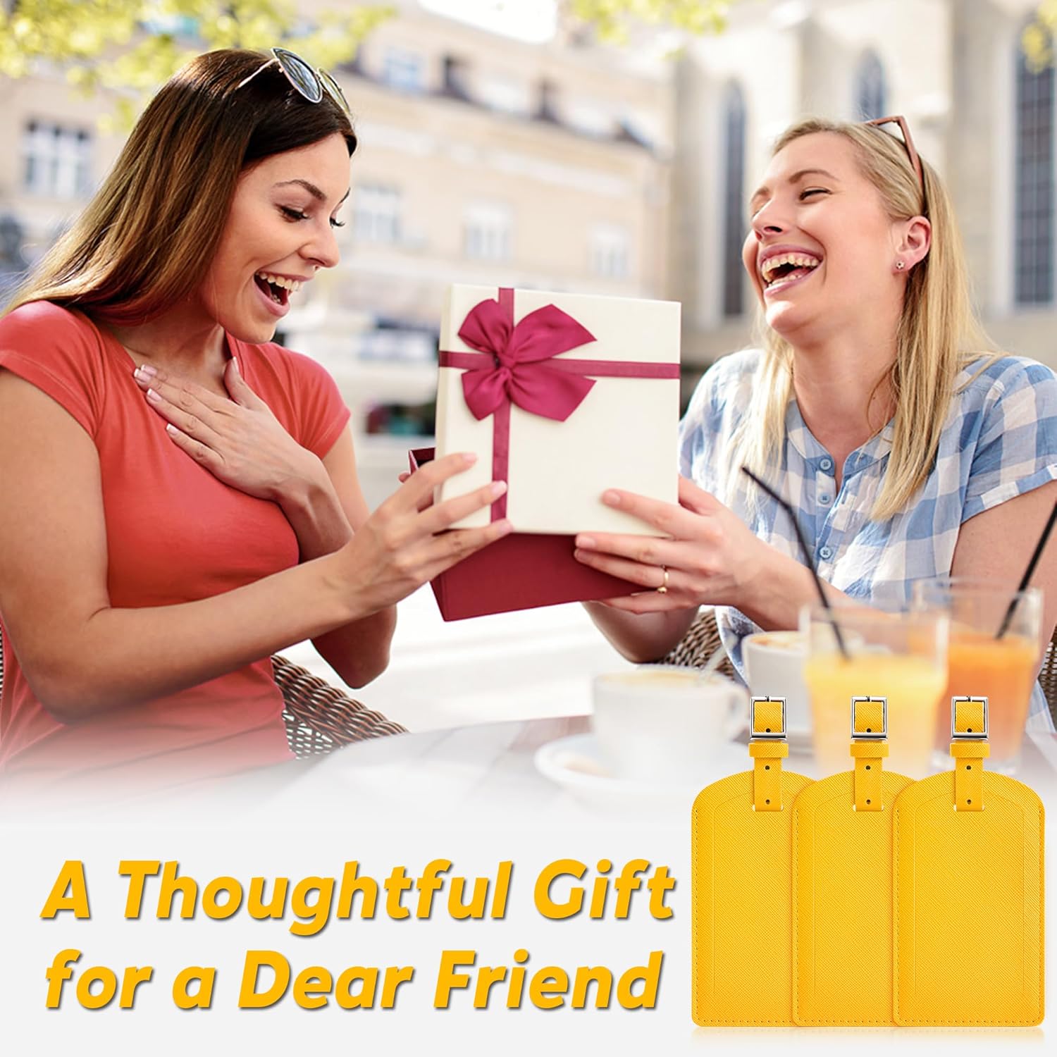 3 Pack Luggage Tags for Suitcases, TSA Approved Bag Tags, Baggage Tags with Privacy Protection, Travel Essentials Luggage Accessories, Energetic Yellow