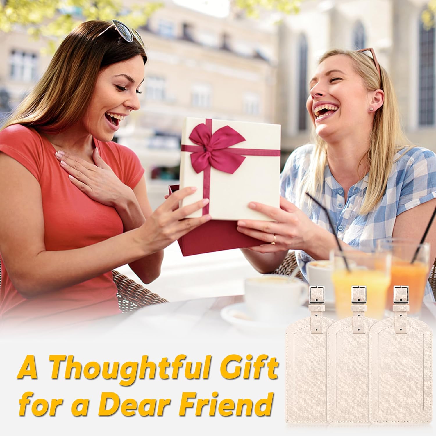 3 Pack Luggage Tags for Suitcases, TSA Approved Bag Tags, Baggage Tags with Privacy Protection, Travel Essentials Luggage Accessories, Ivory