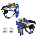 2Pcs‎ Kids Travel Tray, Kids Travel Trays for Car Seat, Road Trip Essentials for Toddler, Carseat Lap Tray with Dry Erase Board & Storage Organizer for Road Trip Activities for Kid, Blue