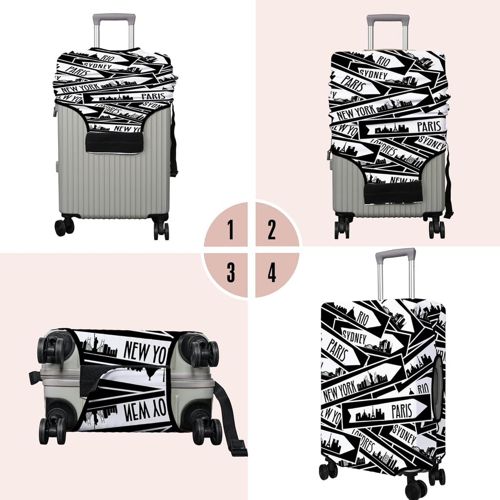 Travel Luggage Cover Suitcase Protector Fits 18-32 Inch Wheel Covers PatternedTravel Related Items Flower Luggage Protector Elastic L