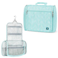PAVILIA Large Hanging Toiletry Bag Travel Bag Women Men, Cosmetic Organizer, Water Resistant Makeup Bag Accessories Toiletries, Travel Essentials Kit, Teal Chevron