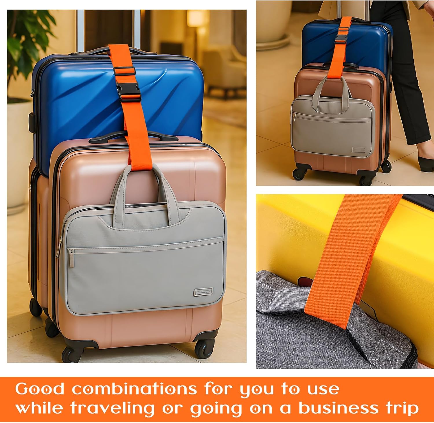 Weewooday 8 Pcs Luggage Straps Suitcase Tags Set for TSA Approved, 4 Travel Adjustable Suitcase Belt, 4 Silicone Luggage Tags with Name ID Card Travel Accessories(Light Orange,M)