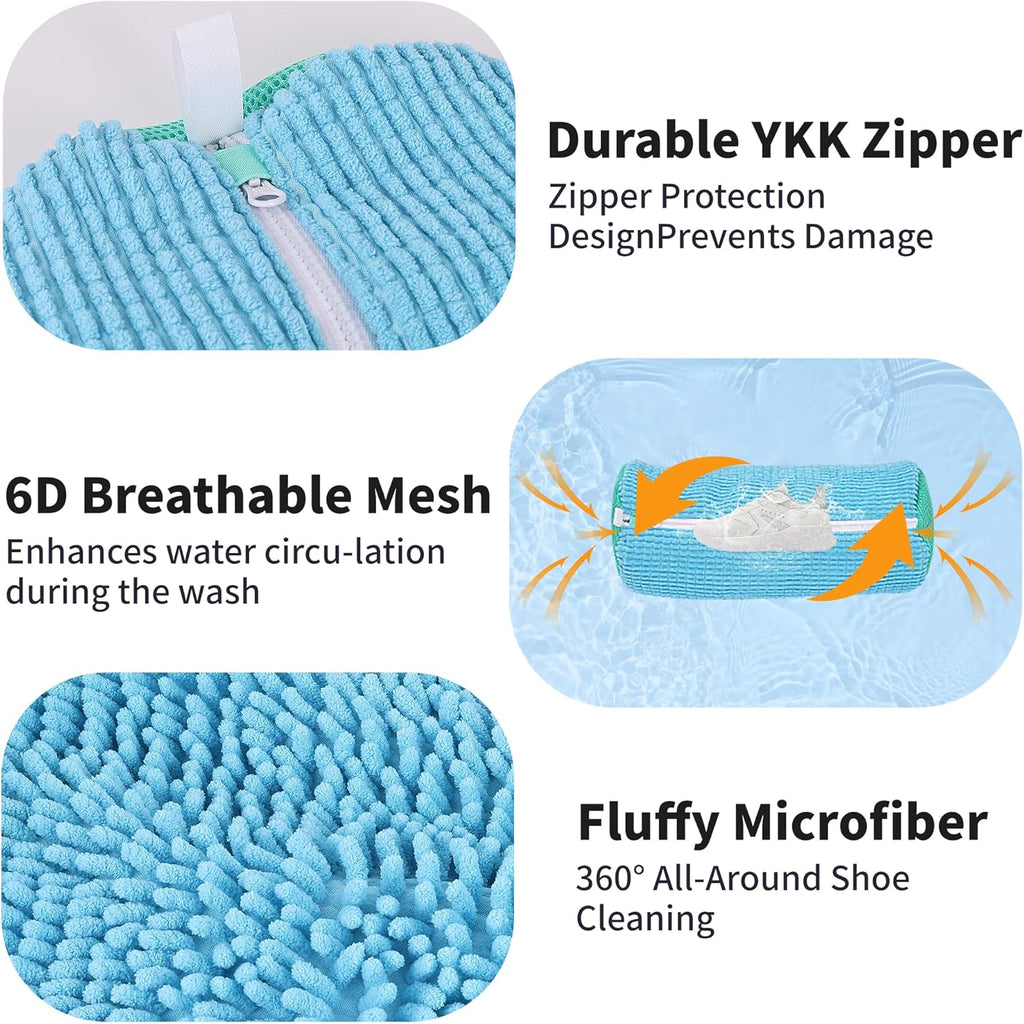 Shoe Washing Bag for Washing Machine, Laundry Shoe Bag for Washer and Dryer, Reusable Shoe Bag, Sneaker Washing Machine Bag (Blue 2pcs)