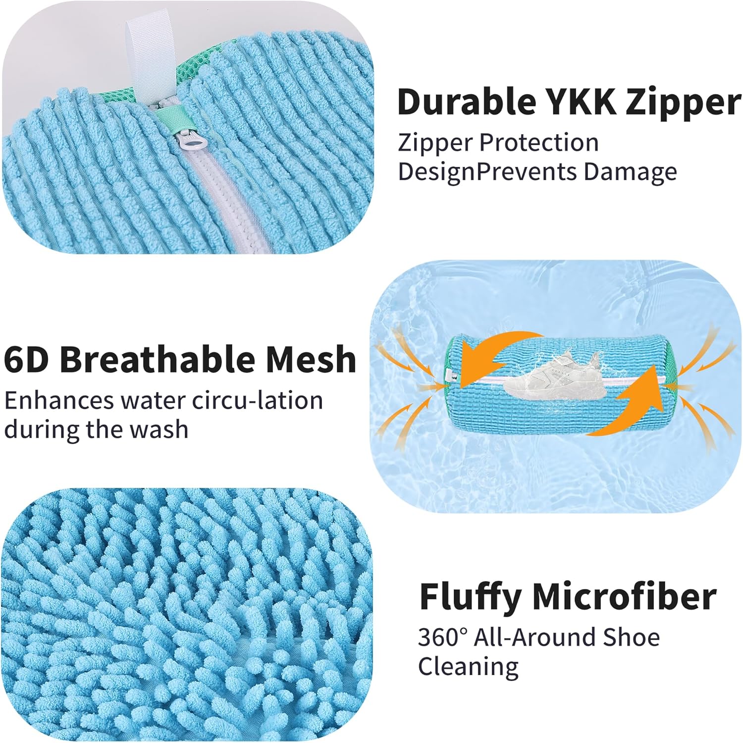 Shoe Washing Bag for Washing Machine, Laundry Shoe Bag for Washer and Dryer, Reusable Shoe Bag, Sneaker Washing Machine Bag (Blue 2pcs)