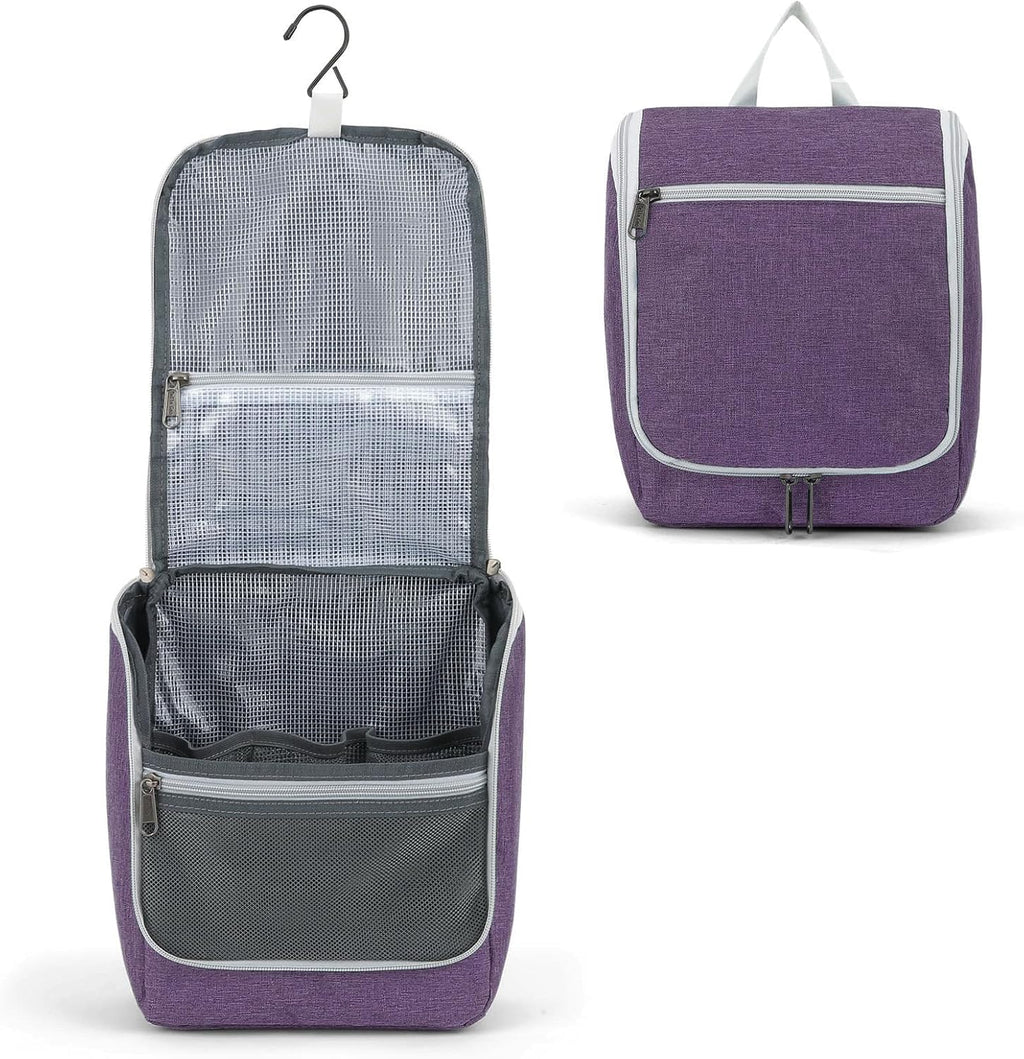 Della Gao Hanging Toiletry Bag for Women, Travel Toiletry Bags Makeup Bag Organizer, Water-resistant Cosmetic Bag for Essentials Accessories (Purple)