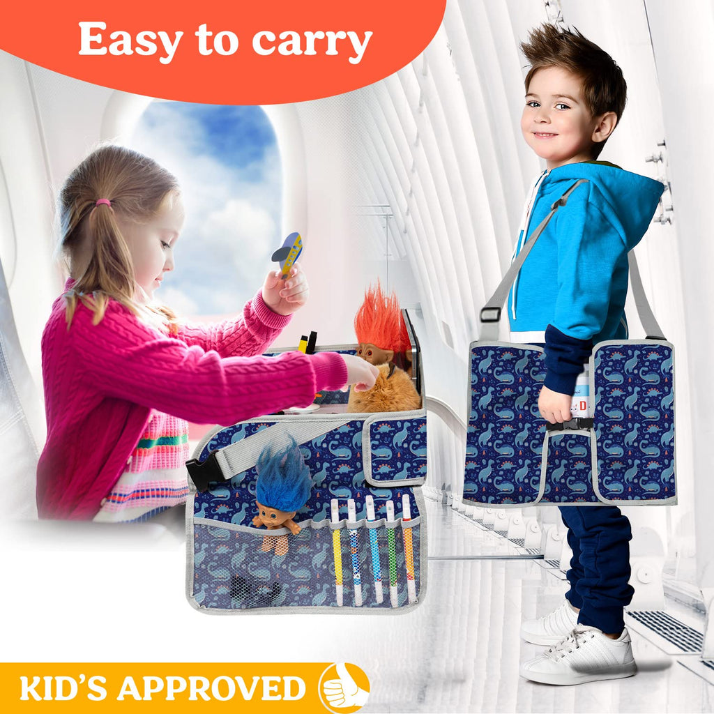 PILLANI Kids Travel Tray for Car - Car Seat Tray for Kids Travel, Road Trip Essentials Must Haves - Carseat Table Roadtrip Activities - Toddler Lap Desk Organizer for Airplane - Kids Travel Essentials