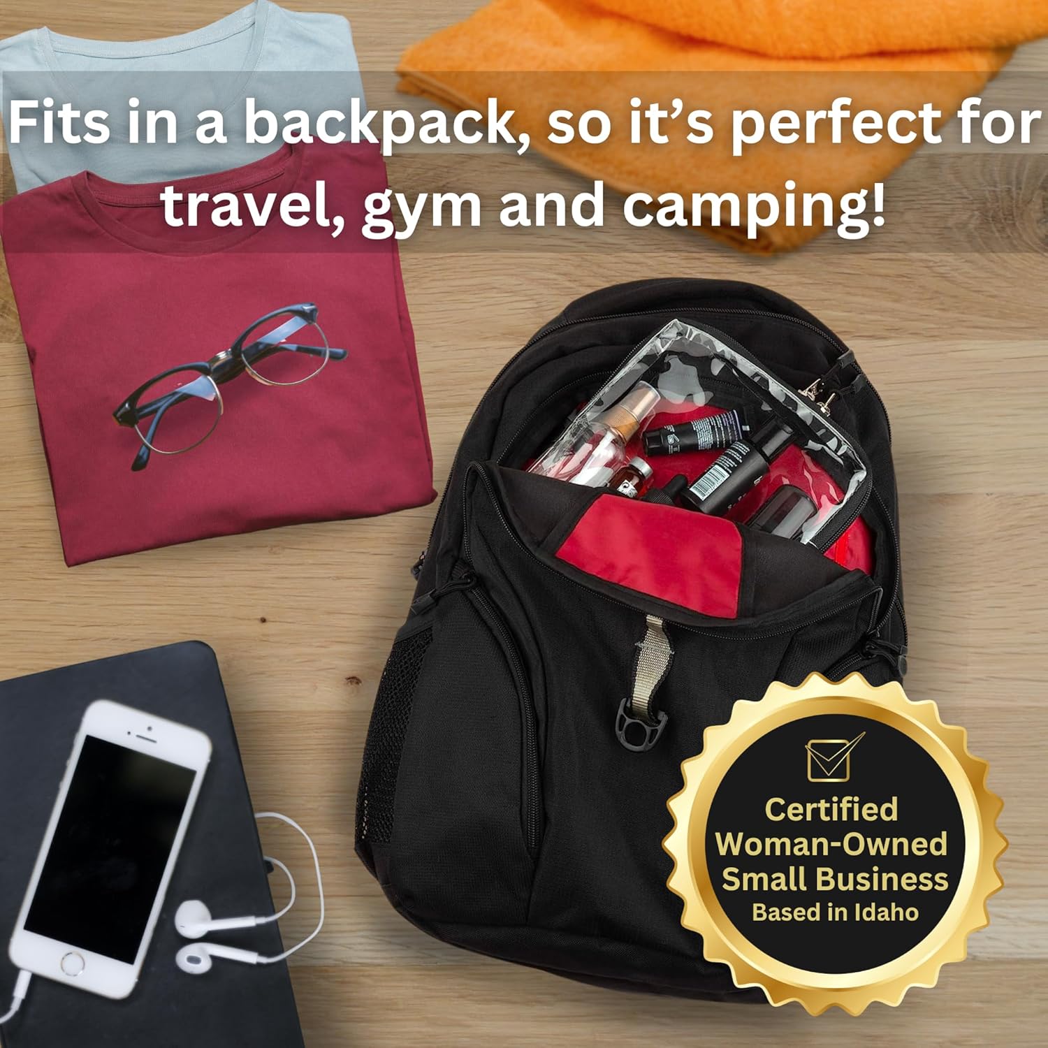 BORSALI TSA-Approved Quart-Sized Bag for Carry-On Travel - One (1) Quart Clear Toiletries, Cosmetic and 3-1-1 Liquids Toiletry Bag - 5 Pack Colors