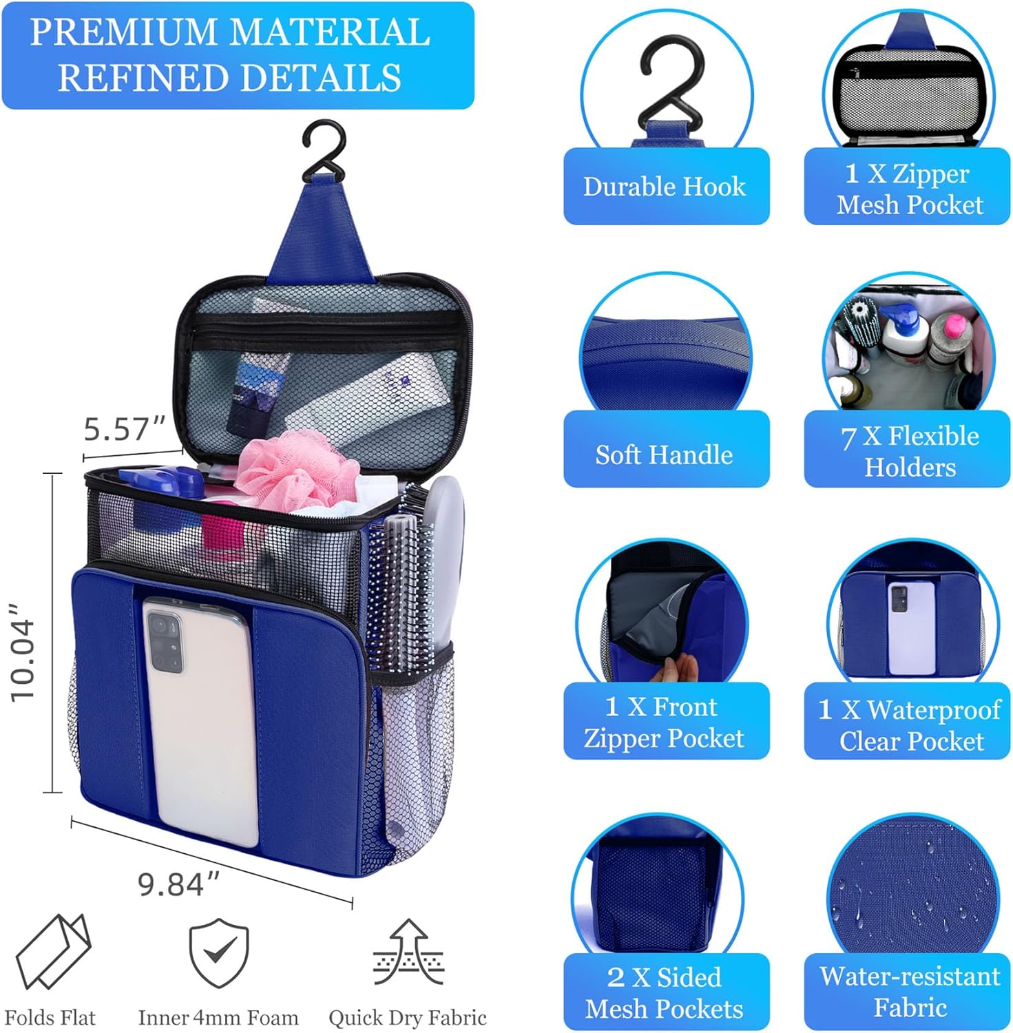 Mesh Shower Caddy,Portable HangingTravel Toiletry Bag Dorm Room Essentials for College Students Girls,Large Makeup Organizer for Full-Sized Toiletries,Travel Essentials for Women Girls Camping Beach