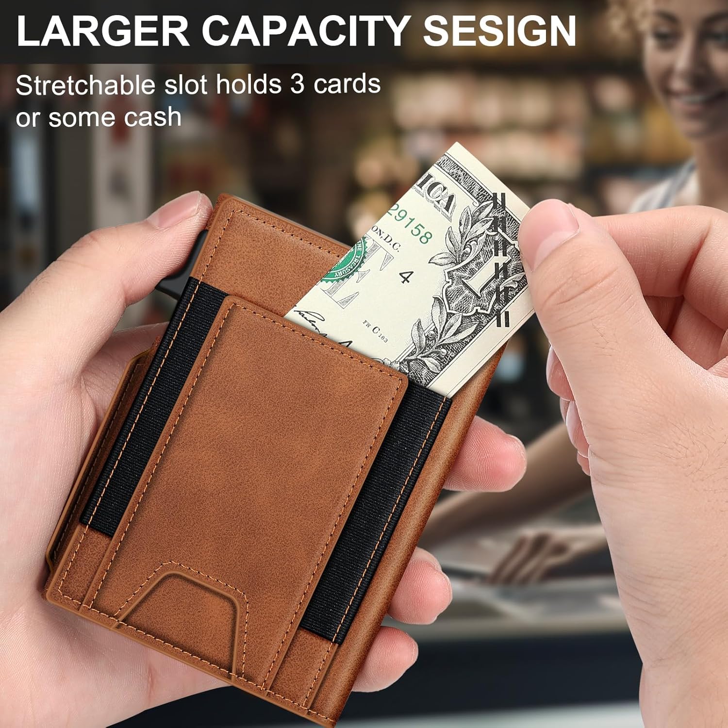 Wallet for Men Wallet with Slim Pop Up Card Holder 9-13 Cards, Bifold Minimalist Smart Wallet RFID Blocking Credit Card Holder with ID Window & Stretchable Cash Slot Compact Metal Aluminum Card Case