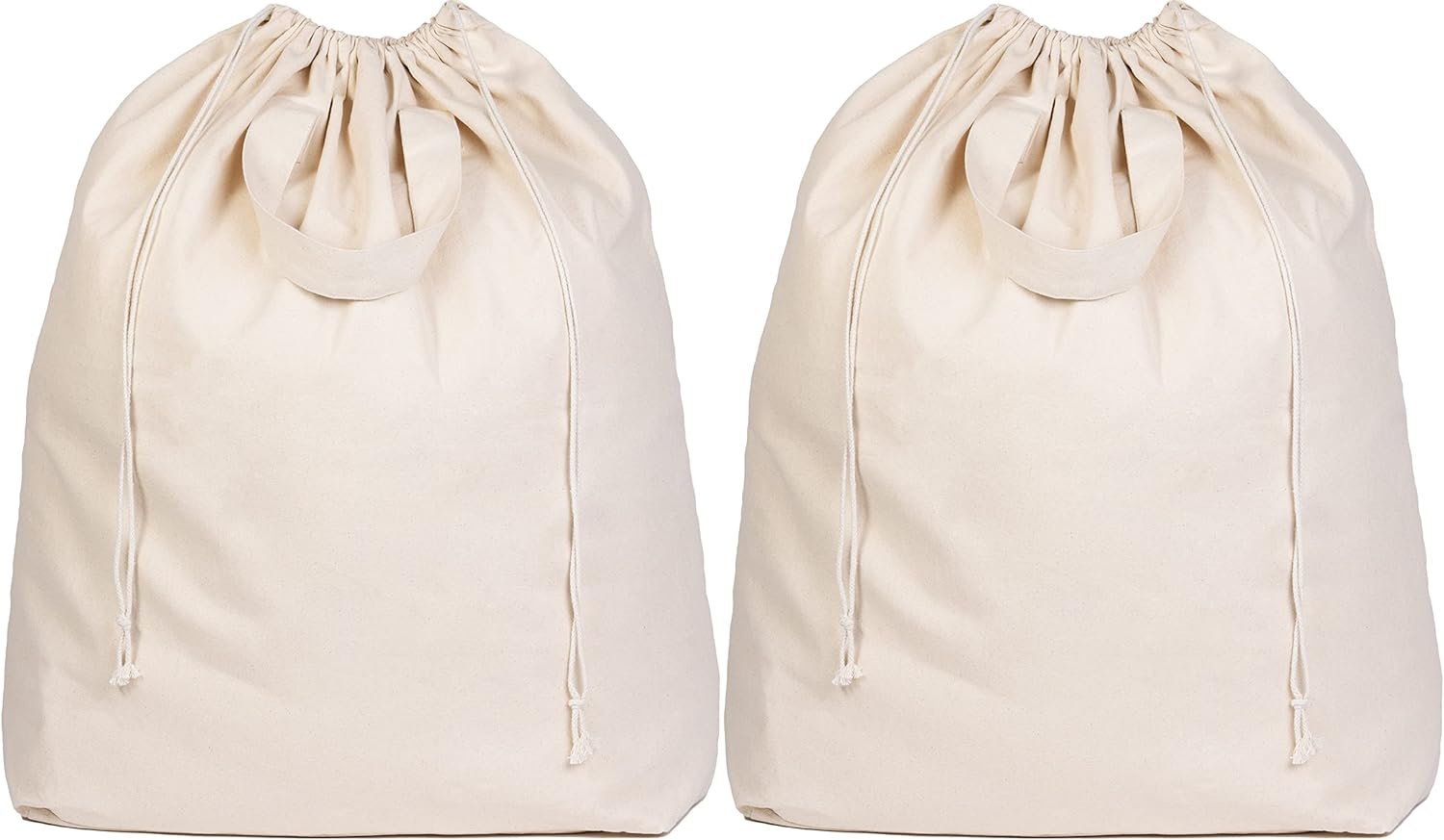 Canvas Laundry Bags - Extra Large, Heavy Duty, 100% Cotton Laundry Bag with Straps, Handles and Drawstring - College Dorm Laundry Bag in XL Size - Washable, Foldable Laundry Basket Liner (2 Pack)