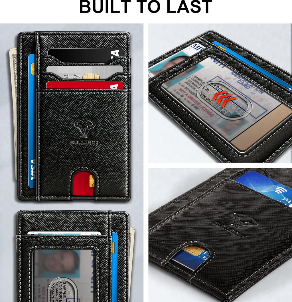 BULLIANT Slim Wallet, Skinny Minimal Thin Front Pocket Wallet Card Holder For Men 7Cards 3.15"x4.5",Gift-Boxed