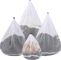 4Pcs Mesh Laundry Bags Washing Machine Mesh Wash Bags for Clothes,Underwear,Lingerie, Bed Linen with Drawstring Closure Sturdy(4 Size)