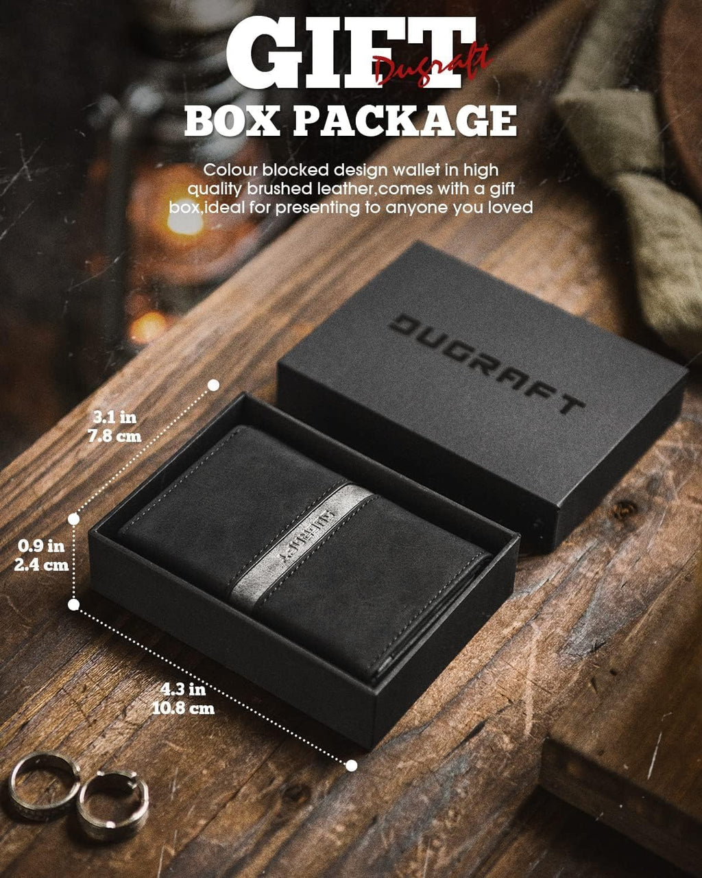 DUGRAFT Mens Wallet for Max.11 Cards with Pop Up Credit Card Ejector Case RFID Blocking, Bills/Cash Compartment and ID Window, Giftbox Packed, Black