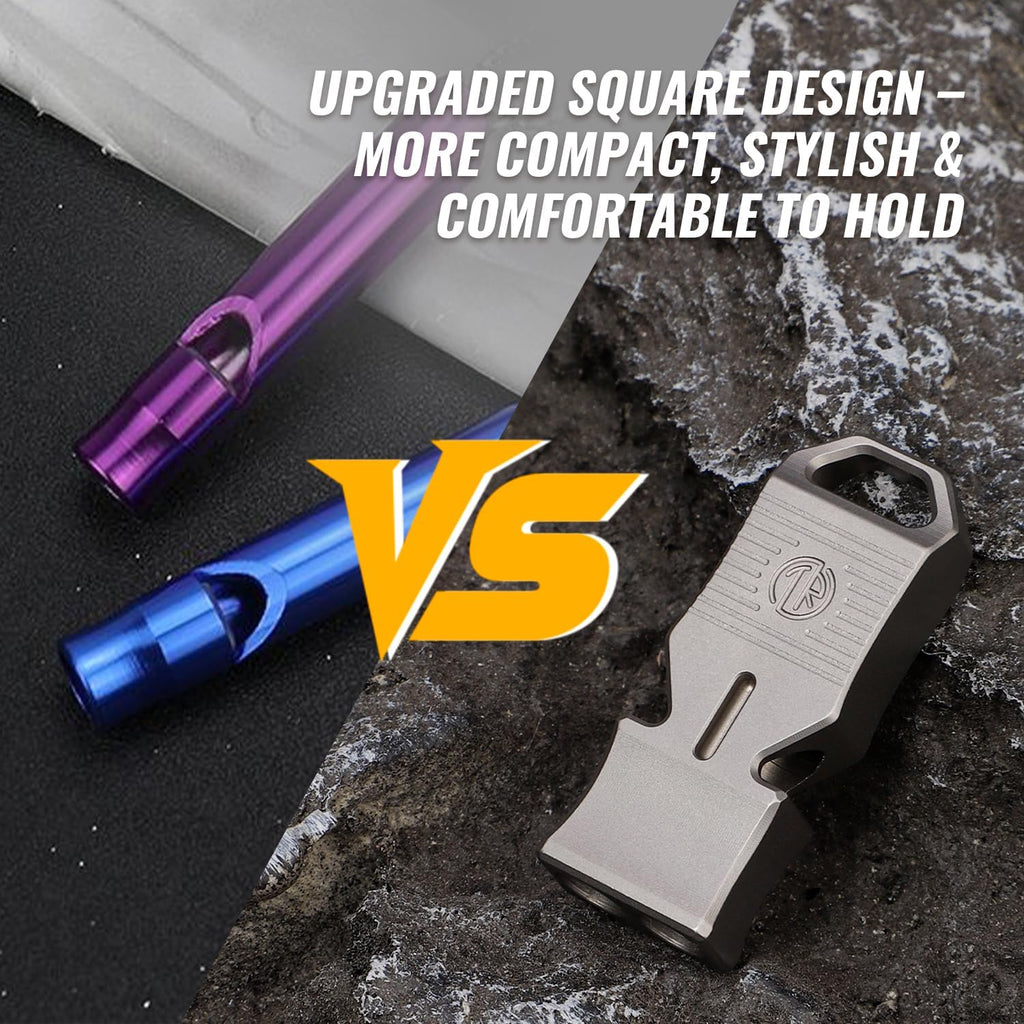 TACRAY Titanium Emergency Survival Whistle, Portable Necklace Whistle, Loud Whistle up to 120~130db, Good for Life Saving, Hiking, Camping, and Pet Training