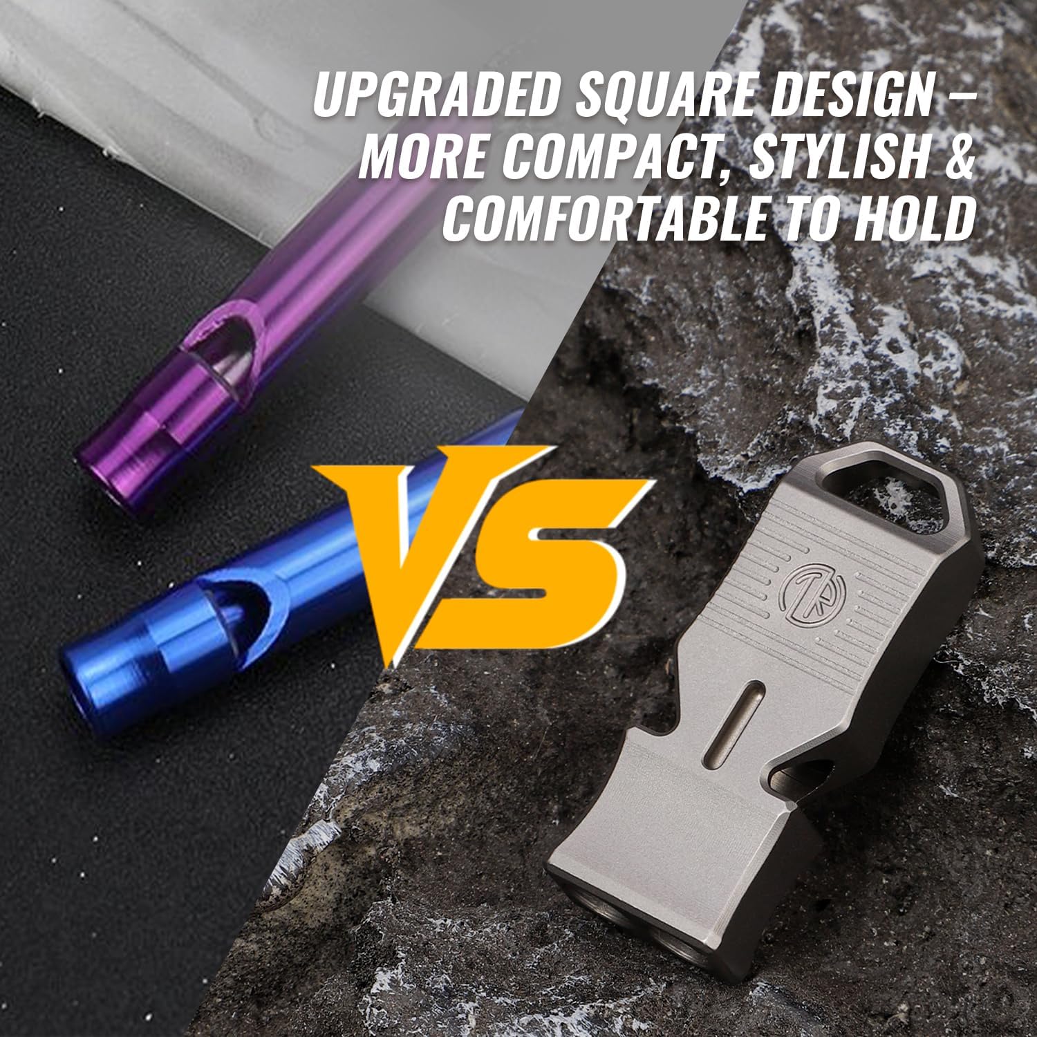 TACRAY Titanium Emergency Survival Whistle, Portable Necklace Whistle, Loud Whistle up to 120~130db, Good for Life Saving, Hiking, Camping, and Pet Training