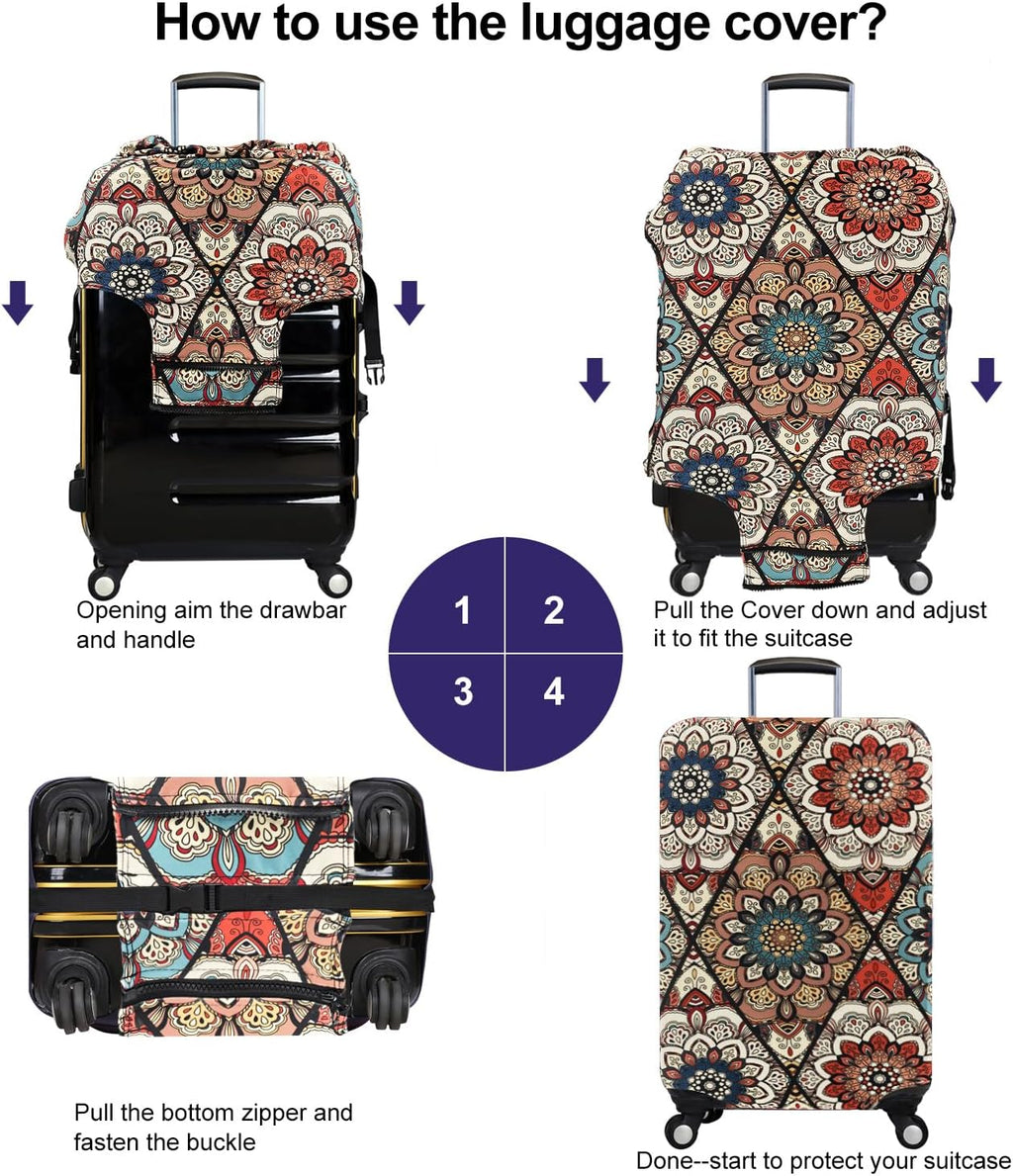 7-Mi Travel Trolley Case Cover Protector Suitcase Cover 26"-28" Trolley case Luggage Storage Covers for Men Women, Retro