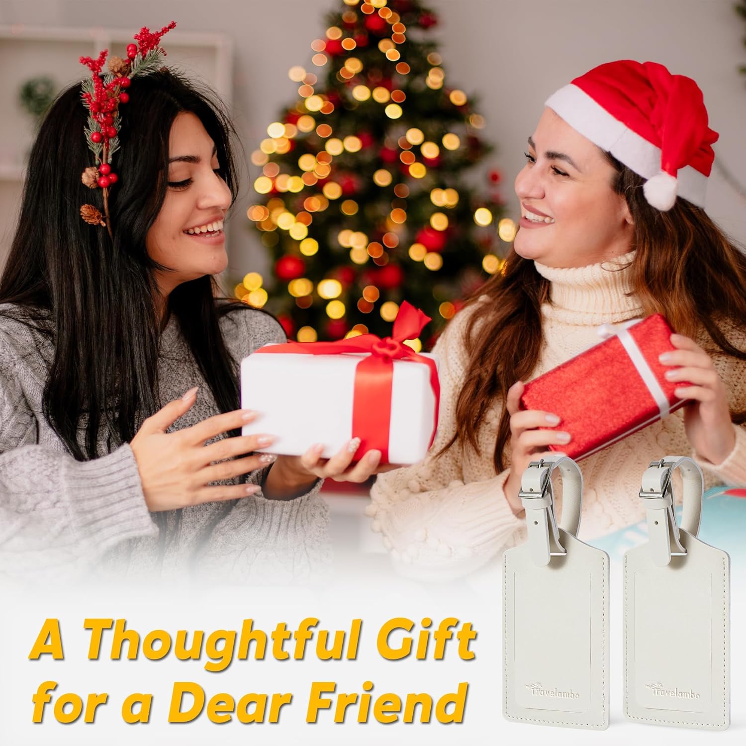 Travelambo Luggage Tags for Suitcases PU Leather Travel Tags Bag Tags Privacy Protection Travel Essentials