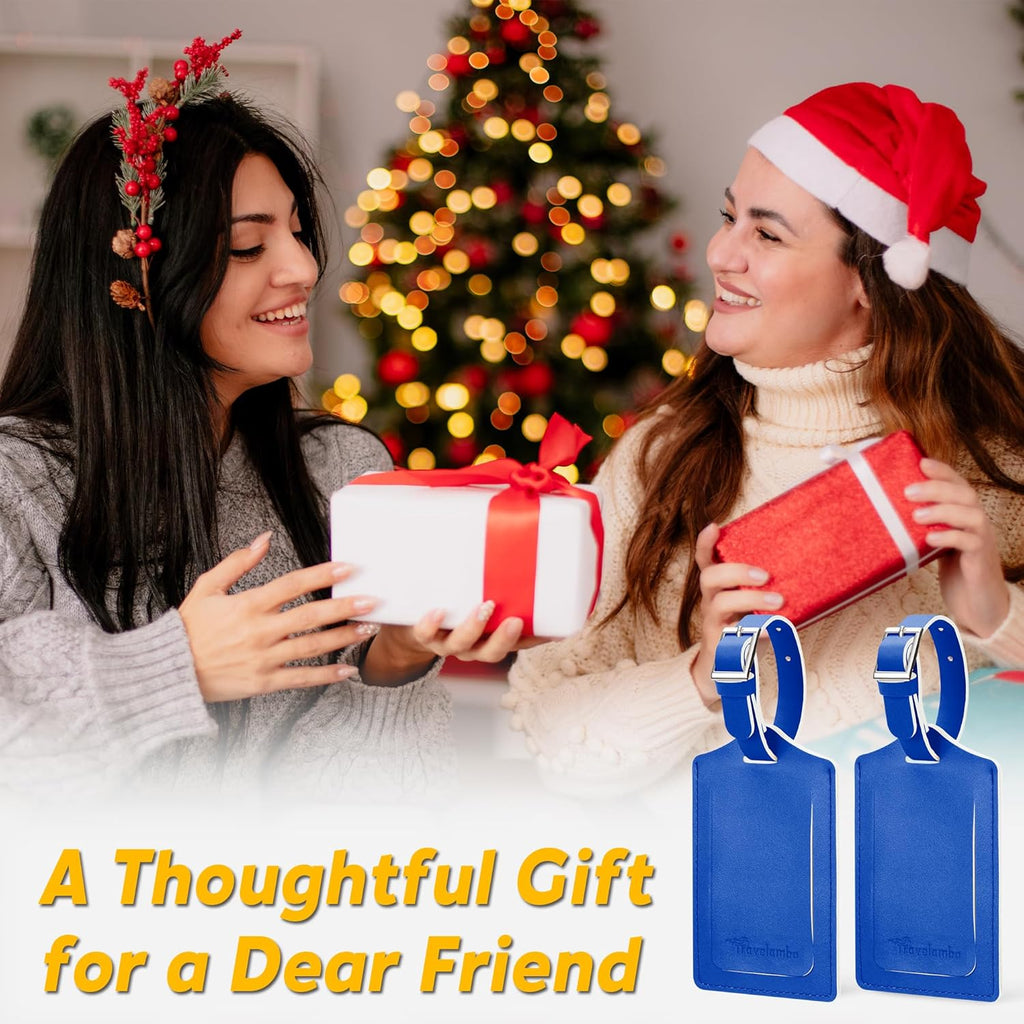 Travelambo Luggage Tags for Suitcases PU Leather Travel Tags Bag Tags Privacy Protection Travel Essentials