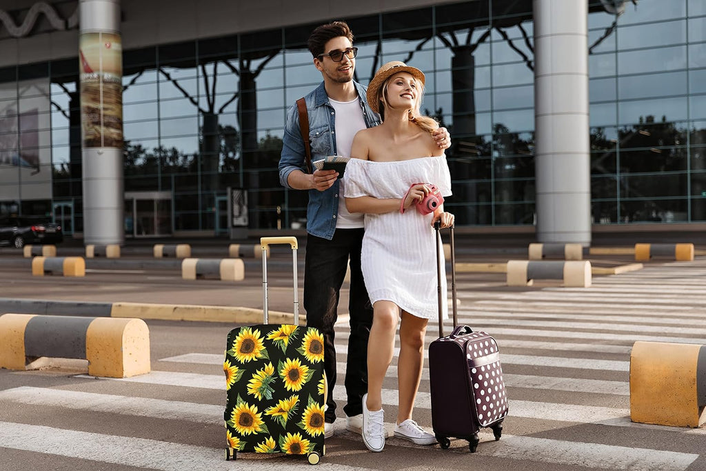 7-Mi Luggage Cover Thickened 19/22/26/30 Inch Suitcase Spandex Black Protector Cover Fits Size S M L XL Travel Baggage S 19-20IN