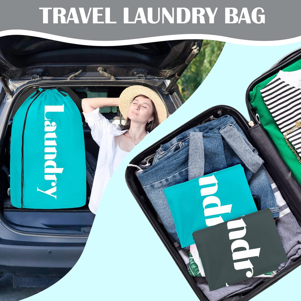 Sylfairy 2 Pack XL Laundry Bag with Strap,Heavy Duty Travel Laundry Bag,Rip-Stop Dirty Clothes Shoulder Bag with Drawstring,Easy Fit a Laundry Hamper or Basket Travel Essentials