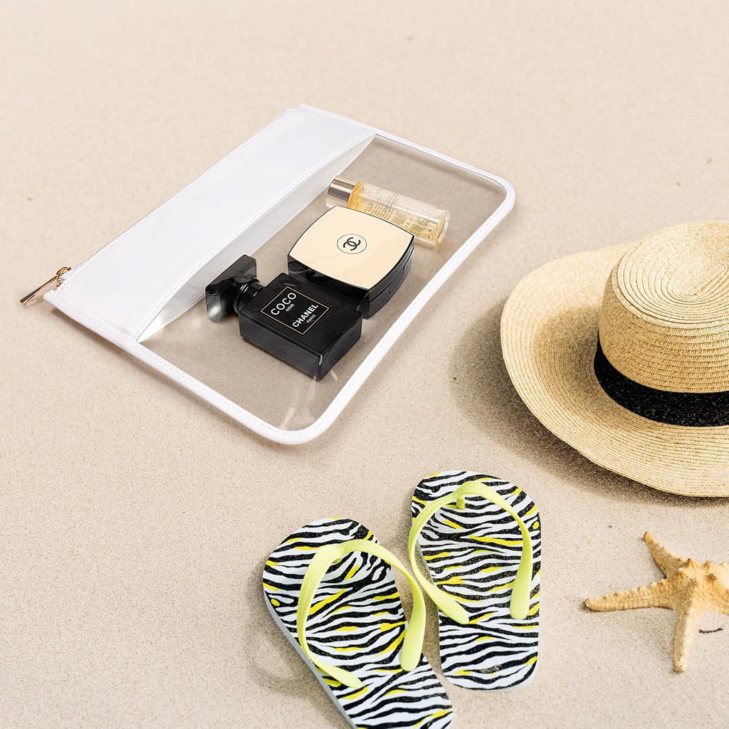 LETGO Clear Makeup Bag Pouch for Travel with Zipper,Clear Cosmetic Bag for Women Waterproof Snacks Bag Stadium Purse Toiletry Bag Bogg Bag Accessories (0-White)