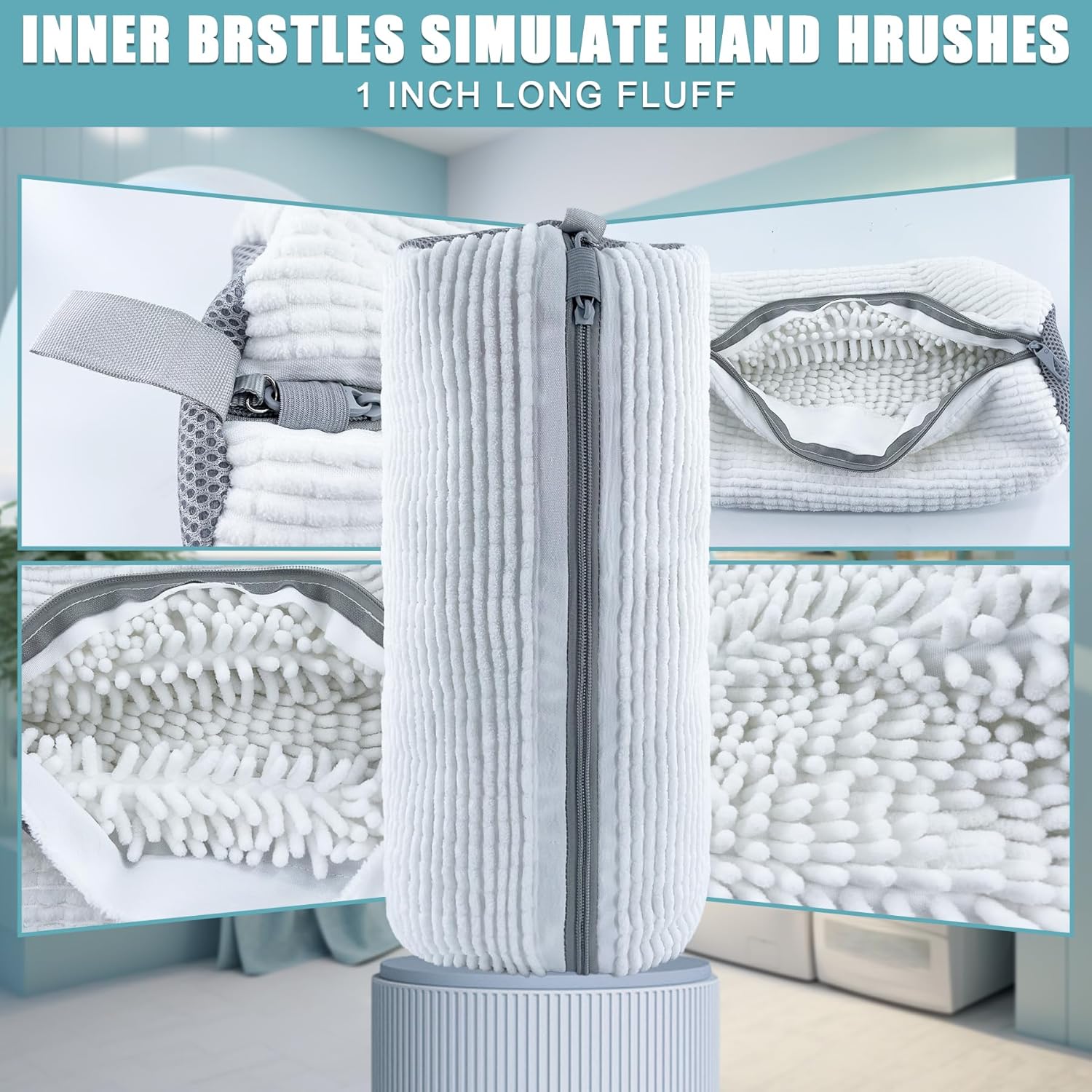 XXL Shoe Washing Machine Bag - 2-Pack Reusable Shoe Cleaning Bags, 360° Deep Clean for Tennis Shoes, Sneakers and Slippers, Includes 2 Shoe Storage Dust Bags (White)