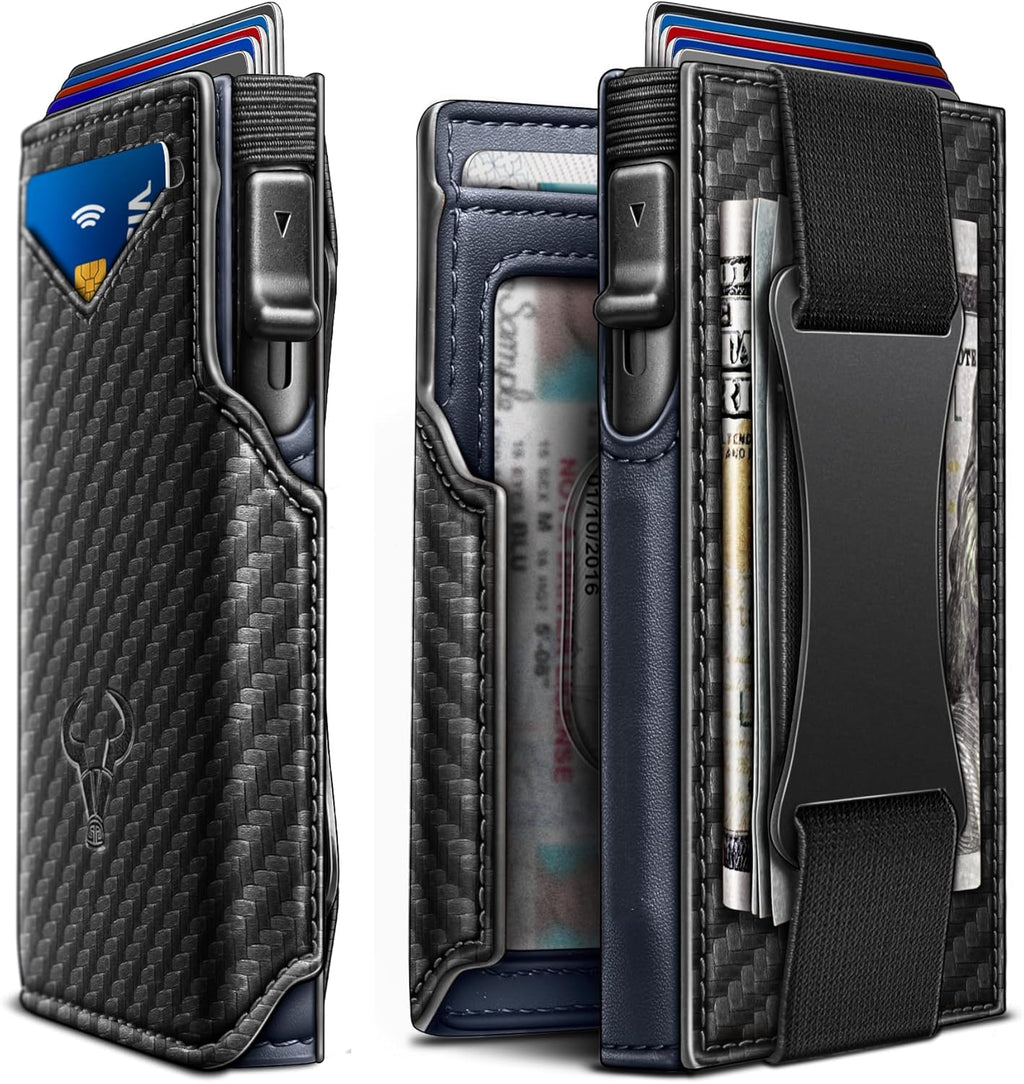 BULLIANT Men Wallet Gift Boxed,Slim Front Pocket Wallet Money Clip Card Holder 3.8"x2.7",Pop-up Access