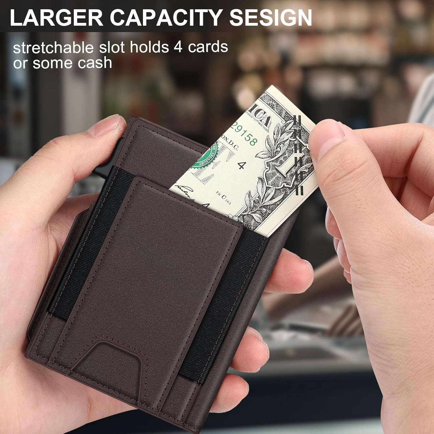Wallet for Men Wallet with Slim Pop Up Card Holder 9-13 Cards, Bifold Minimalist Smart Wallet RFID Blocking Credit Card Holder with ID Window & Stretchable Cash Slot