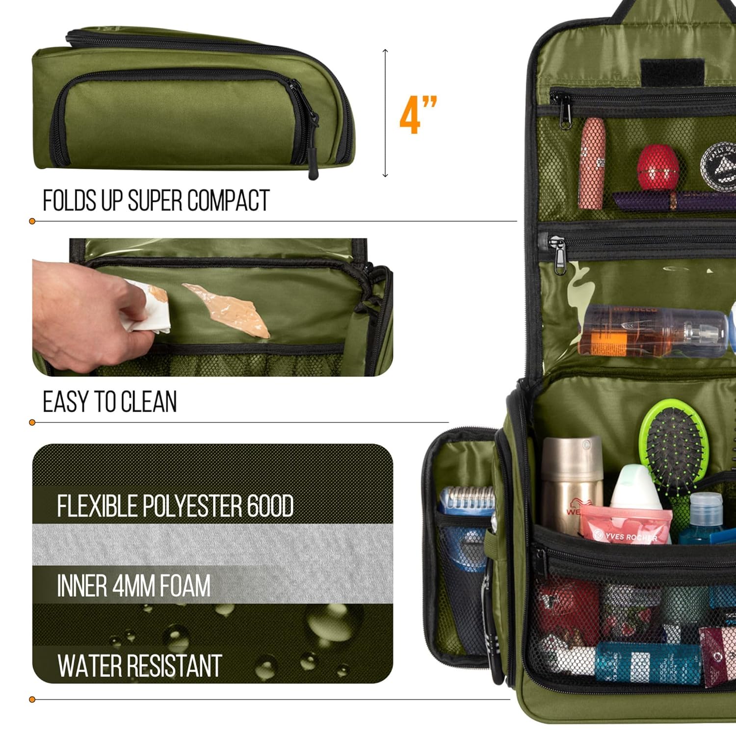 Travel Toiletry Bag for Men and Women - Large Hanging Toiletry Organizer - Waterproof Hygiene Bag with Metal XXL Swivel Hook, with Sturdy Zippers and 19 Compartments for Toiletries, Makeup, Cosmetics