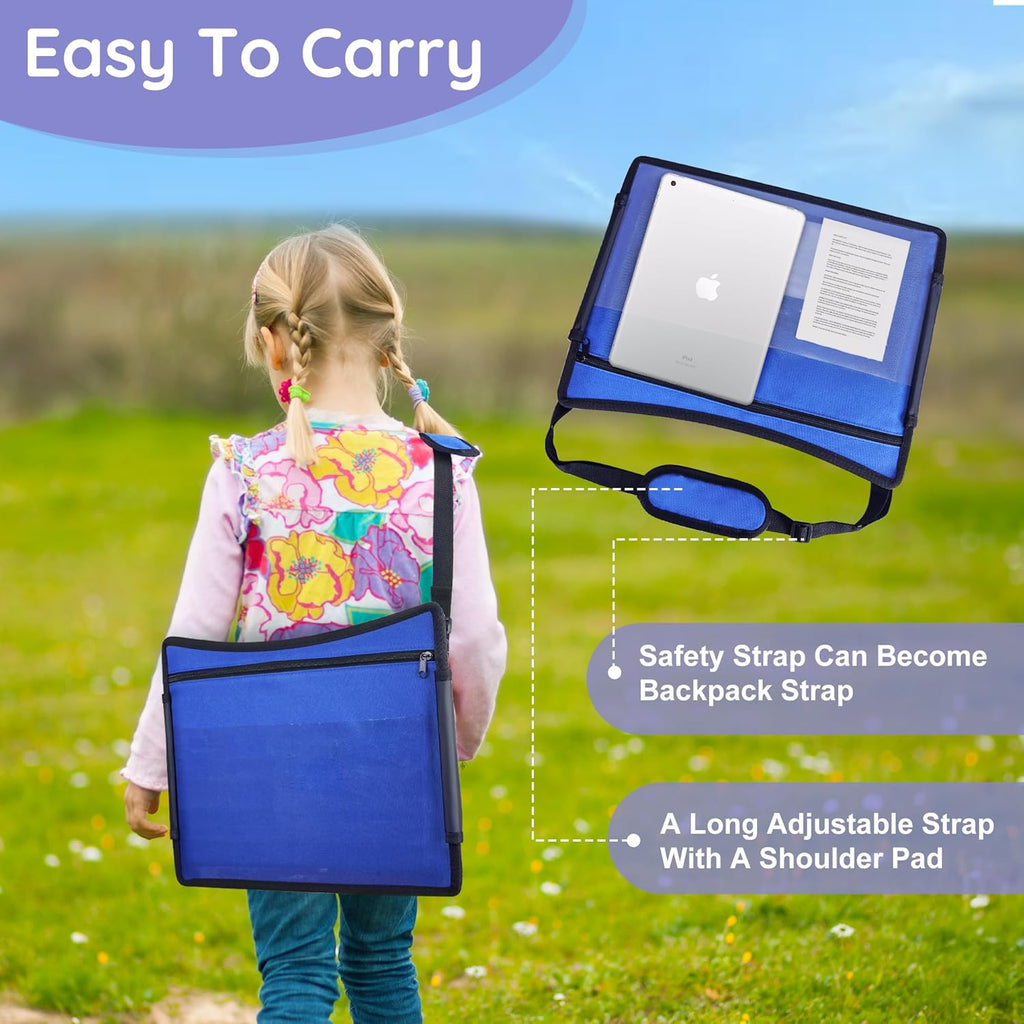 2Pcs‎ Kids Travel Tray, Kids Travel Trays for Car Seat, Road Trip Essentials for Toddler, Carseat Lap Tray with Dry Erase Board & Storage Organizer for Road Trip Activities for Kid, Blue