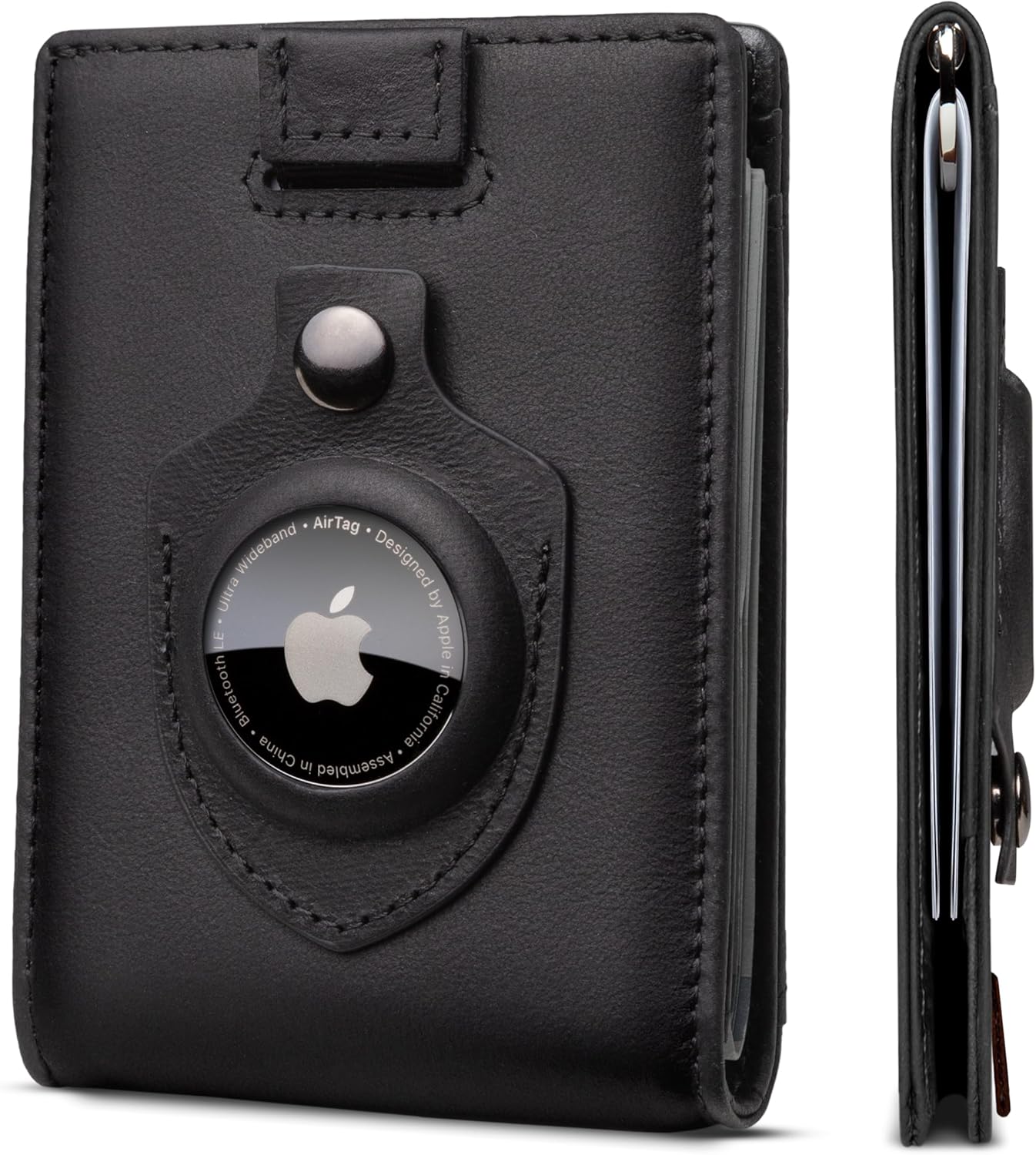 SERMAN BRANDS RFID Blocking Slim Bifold Genuine Leather Minimalist Front Pocket Wallets for Men with Money Clip Thin Mens