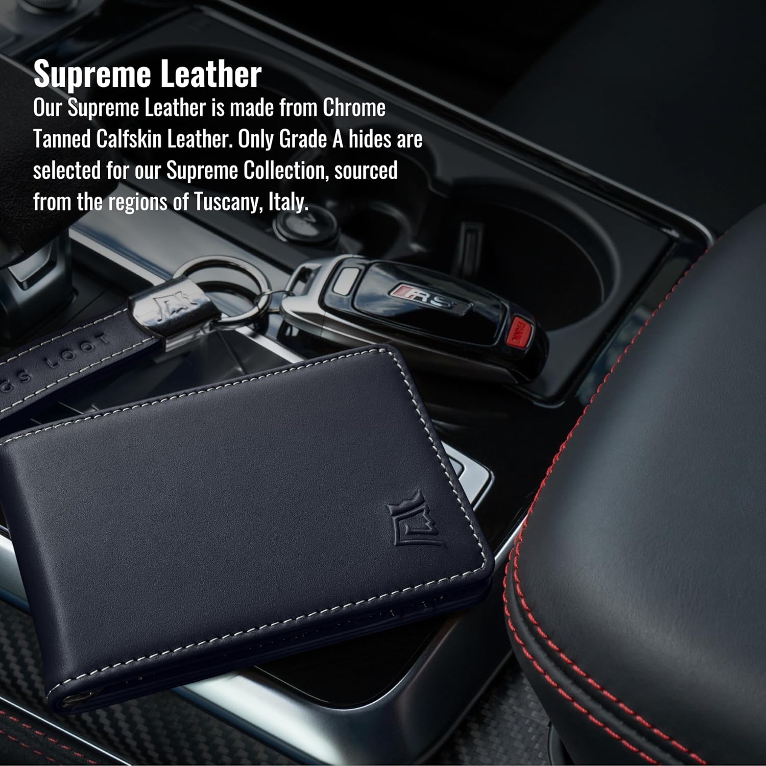 Kings Loot Wallet for Men | Minimalist Slim RFID Blocking Leather Design with Cash Pocket & Card Pull Strap | Holds 1-15 Cards | Stylish & Durable Wallets (Sapphire)