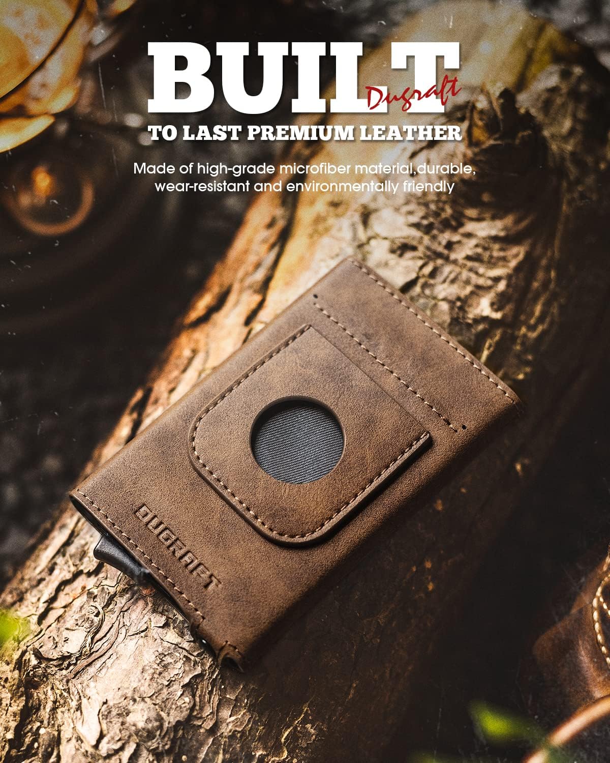 DUGRAFT Pop Up Wallet with AirTag Holder, RFID Blocking Air Tag Wallet with Money Clip Smart Credit Card Holder Wallet for Men(AirTag Not Included)