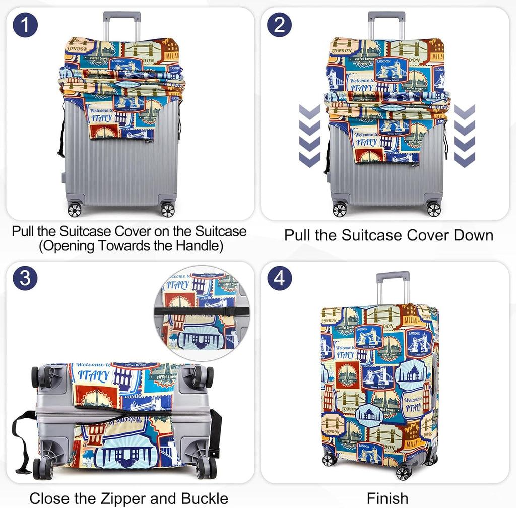 Pink Dino Suitcase Luggage Cover, Thick Suitcase Cover for Carry on Luggage Protector Fits 18-30 Inch Case