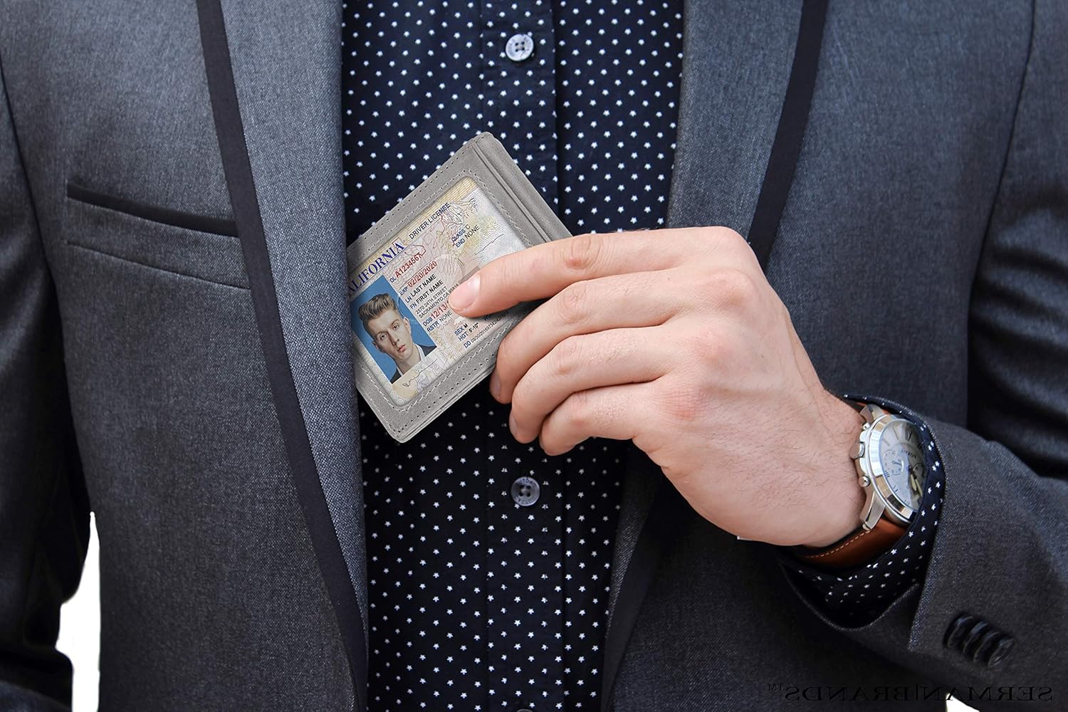 SERMAN BRANDS RFID Blocking Slim Bifold Genuine Leather Minimalist Front Pocket Wallets for Men with Money Clip Thin Gift