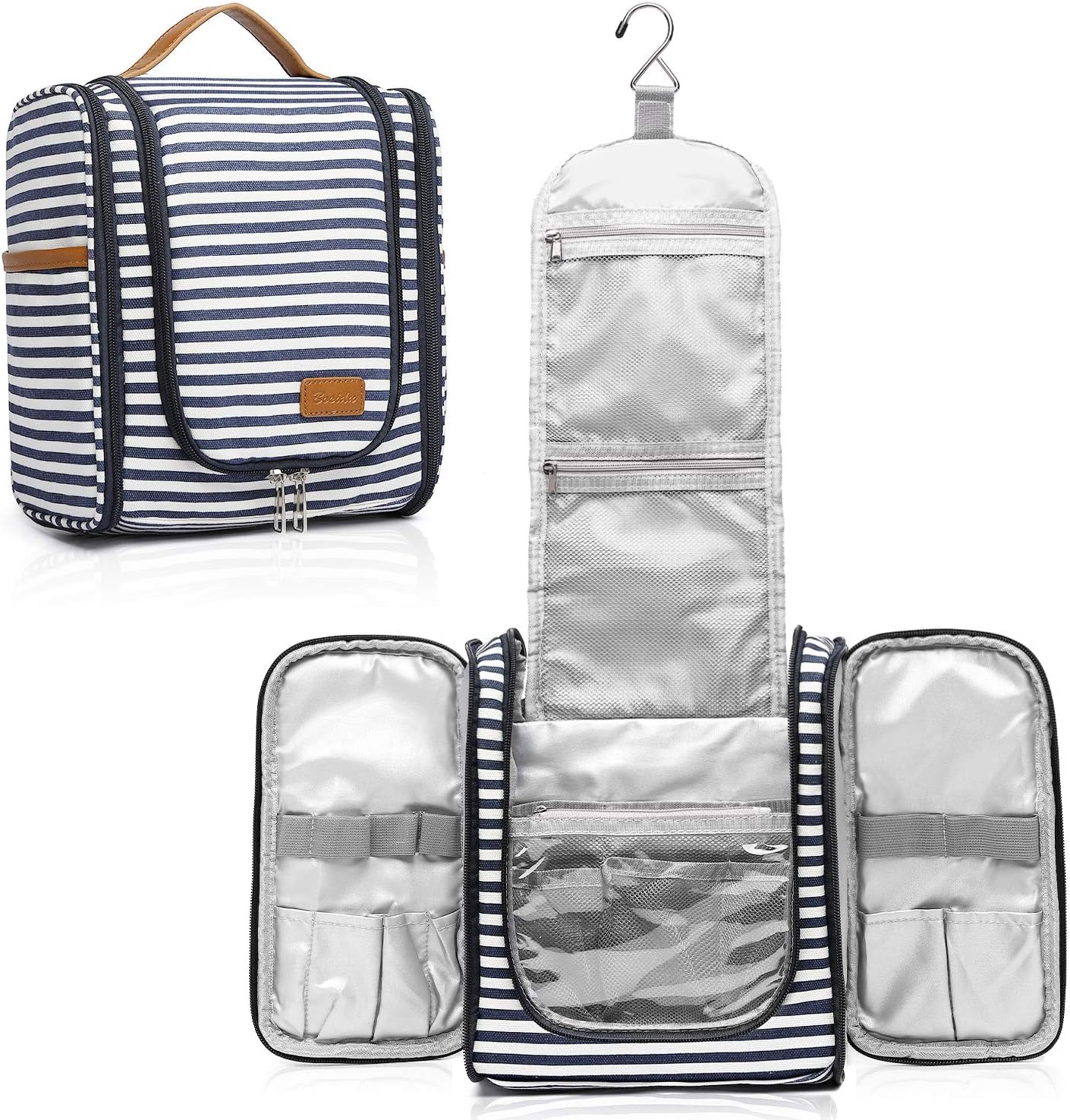 Hanging Travel Toiletry Bag,Large Capacity Cosmetic Travel Toiletry Organizer for Women with 4 Compartments & 1 Sturdy Hook,Perfect for Travel/Daily Use/Christmas