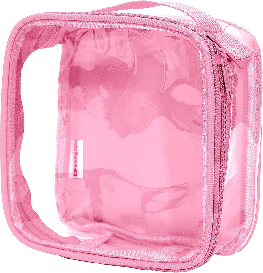 EzPacking Clear TSA Approved 3-1-1 Travel Toiletry Bag for Carry On/Quart Size Transparent Liquids Pouch for Airport Security & Carry On (Rose)