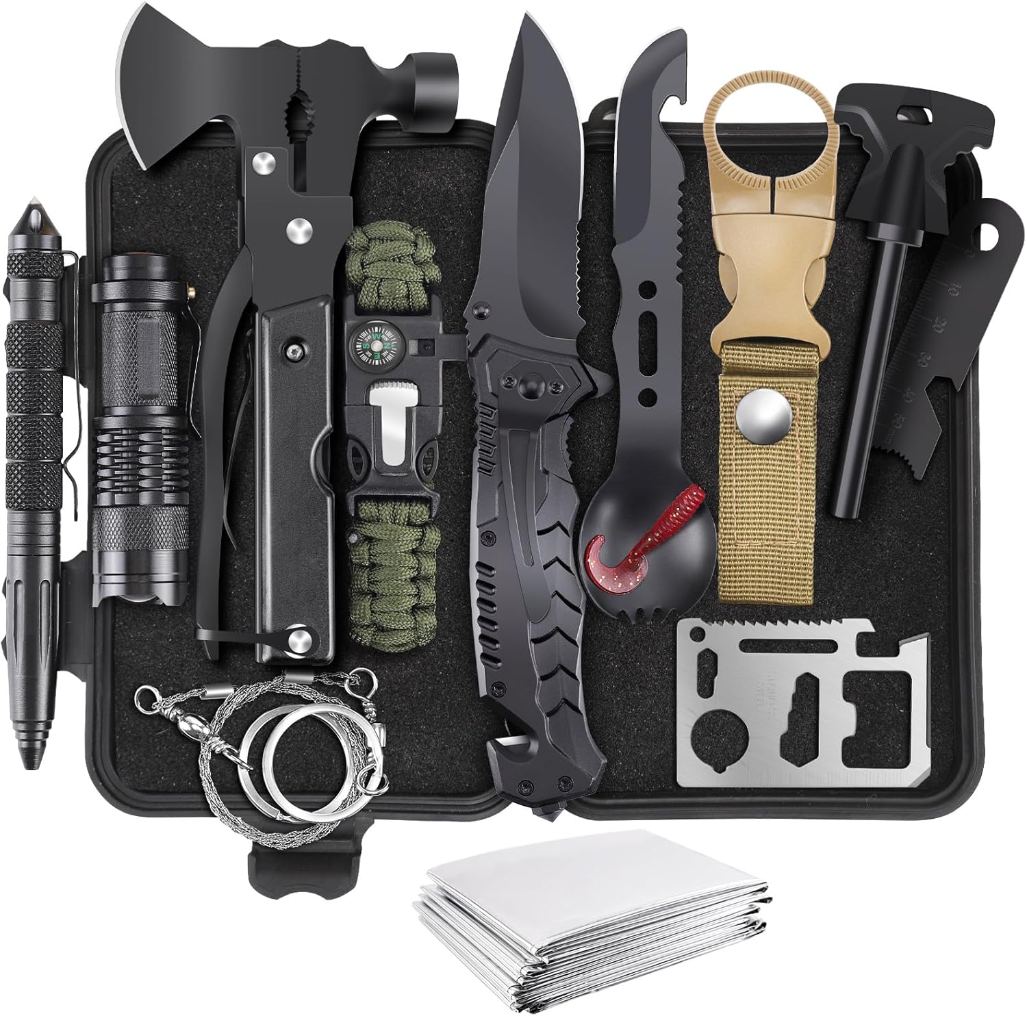 14-in-1 Survival Kit for Men - Premium Outdoor Survival Gear Set with Tactical Tools for Dad, Husband, Him - Camping, Hiking, Fishing Essentials for Men & Teen Boys