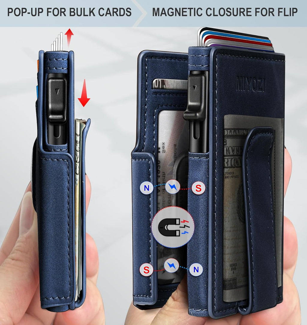 Airtag Wallet for Men,with Money Clip 10 Cards Metal Case Smart Slim Pop Up Credit Card Holder Flip with Magnetic Closure RFID Blocking wallet with Gift Box