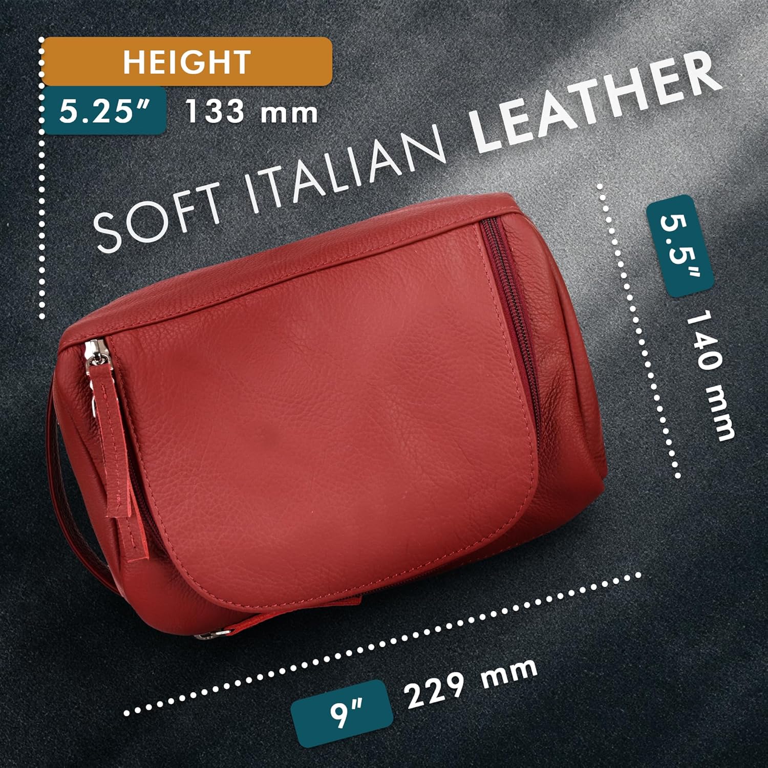 Leather Toiletry Bag For Men Women Dopp Kit Mens Hanging Toiletry Bag (PREMIUM LEATHER) Travel Toiletry Bag for Traveling Large TSA Approved Cosmetic Travel Bag for Toiletries Shaving Bag - SAVANNA