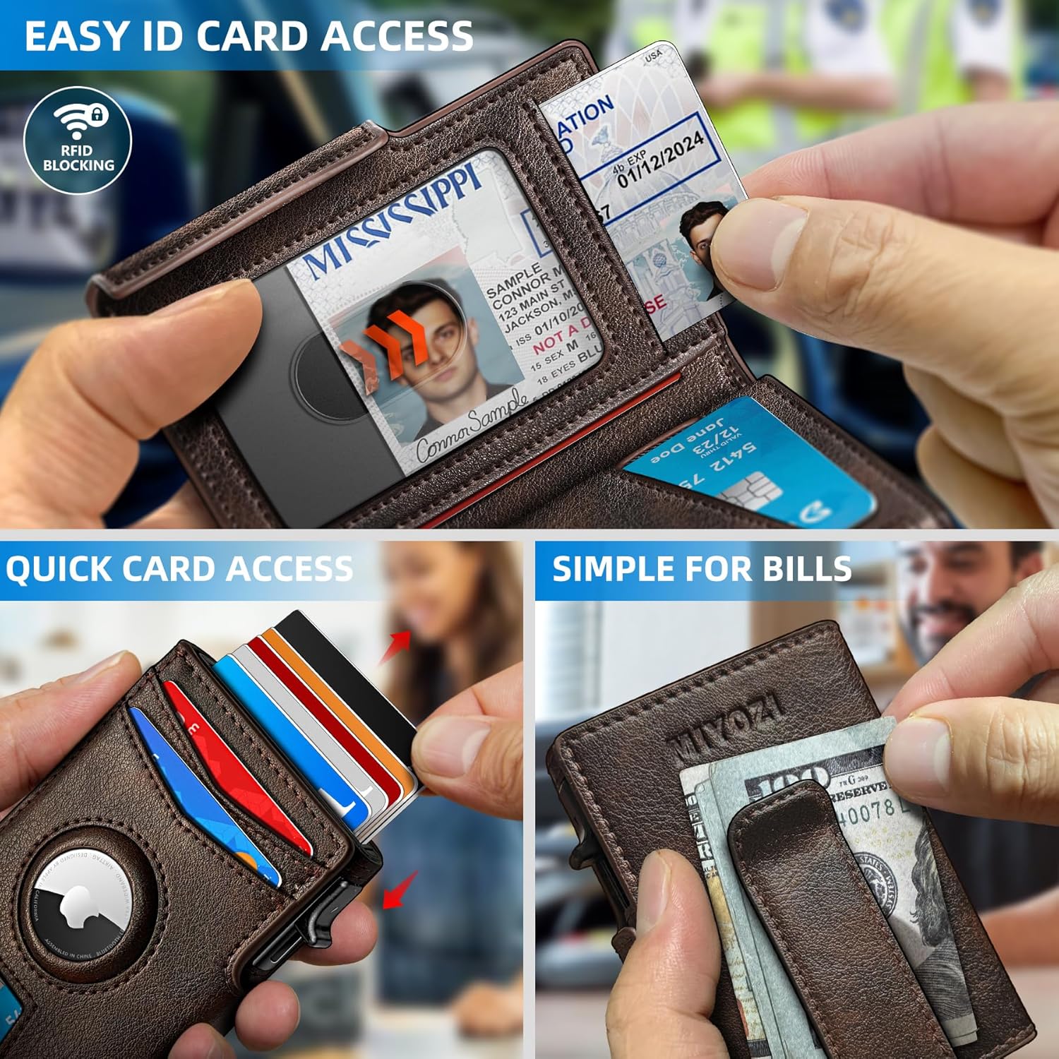 Airtag Wallet for Men,with Money Clip 10 Cards Metal Case Smart Slim Pop Up Credit Card Holder Flip with Magnetic Closure RFID Blocking wallet with Gift Box