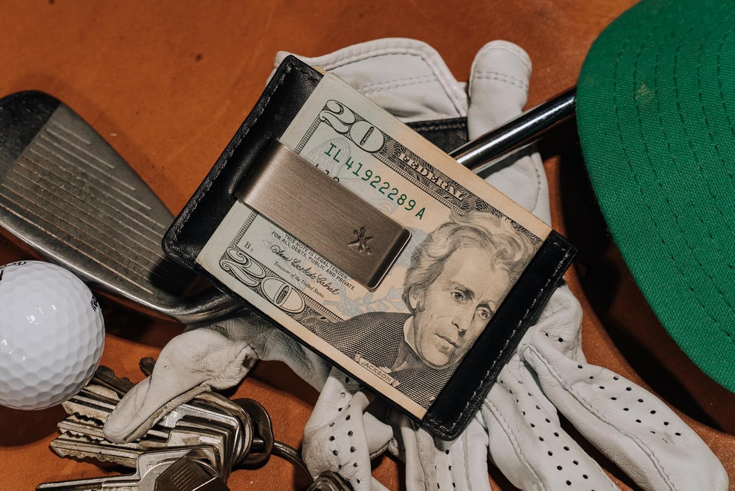 House of Jack Co. Slim Daddy Slim Money Clip Wallet for Men, Minimalistic Front Pocket Card Holder, Full Grain Cowhide Leather Wallet, Black