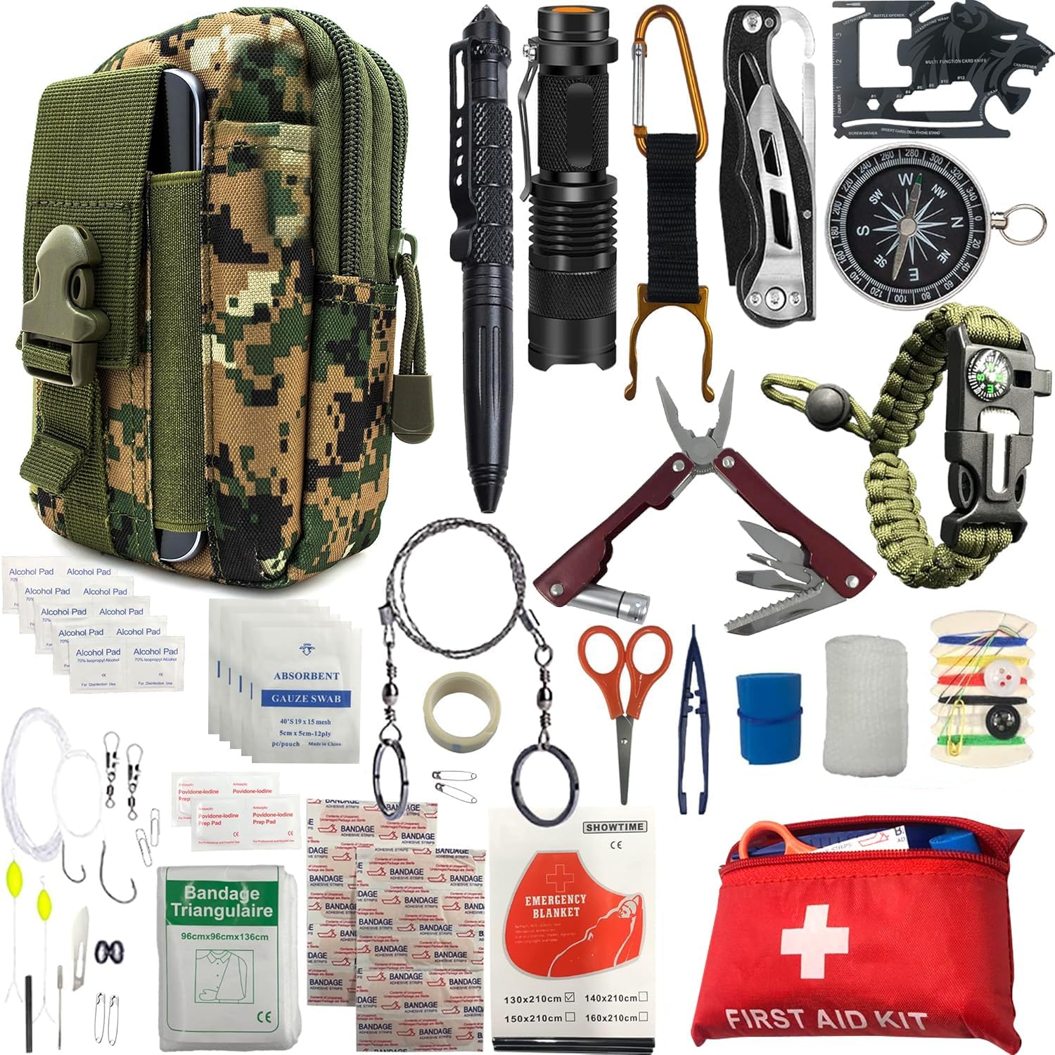 Survival Kit - All-in-One Survival Gear and Supplies for Camping, Hiking, Hunting, and Car Emergencies - Essential Tools, Great Gift for Men, Fathers, Boyfriends, Boys, Dads and Scouts