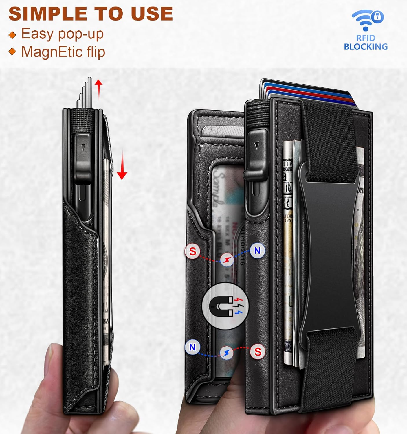 BULLIANT Men Wallet Gift Boxed,Slim Front Pocket Wallet Money Clip Card Holder 3.8"x2.7",Pop-up Access