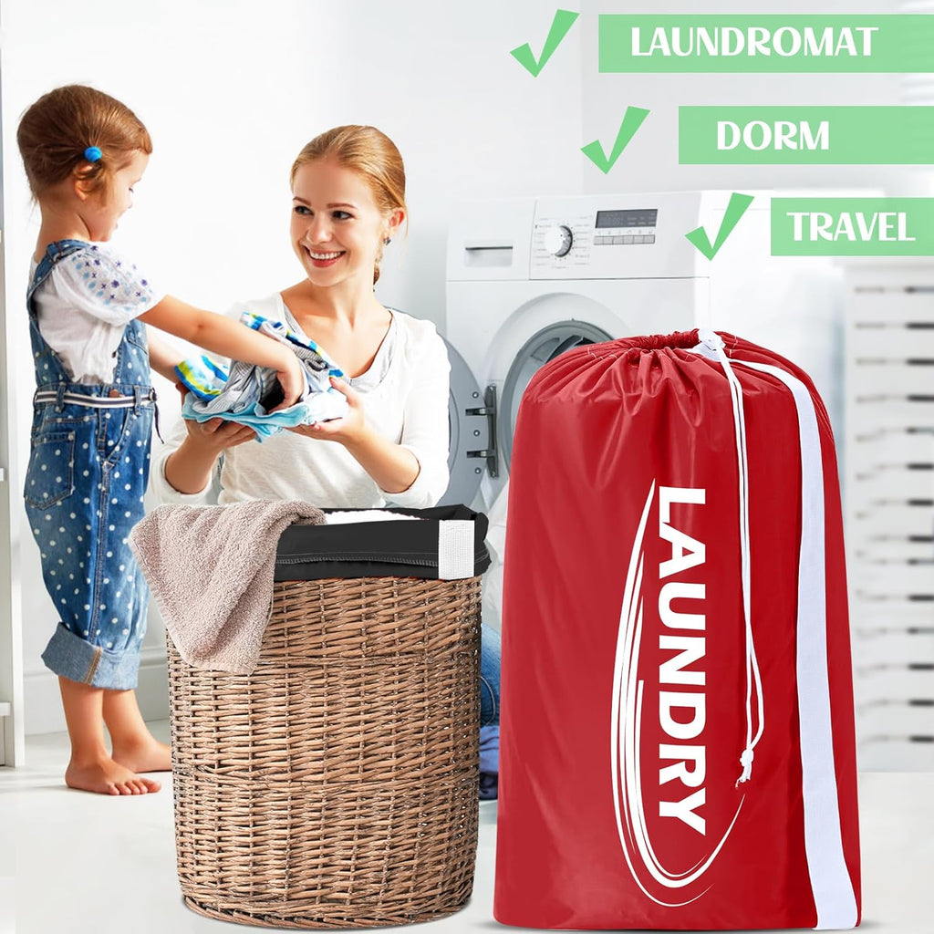 Sylfairy 2 Pack XL Laundry Bag with Strap,Heavy Duty Travel Laundry Bag,Rip-Stop Dirty Clothes Shoulder Bag with Drawstring,Easy Fit a Laundry Hamper or Basket Travel Essentials