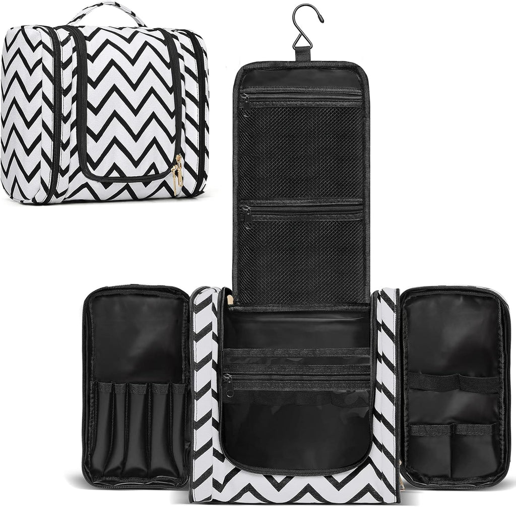 Hanging Travel Toiletry Bag,Large Capacity Cosmetic Travel Toiletry Organizer for Women with 4 Compartments & 1 Sturdy Hook,Perfect for Travel/Daily Use/Christmas