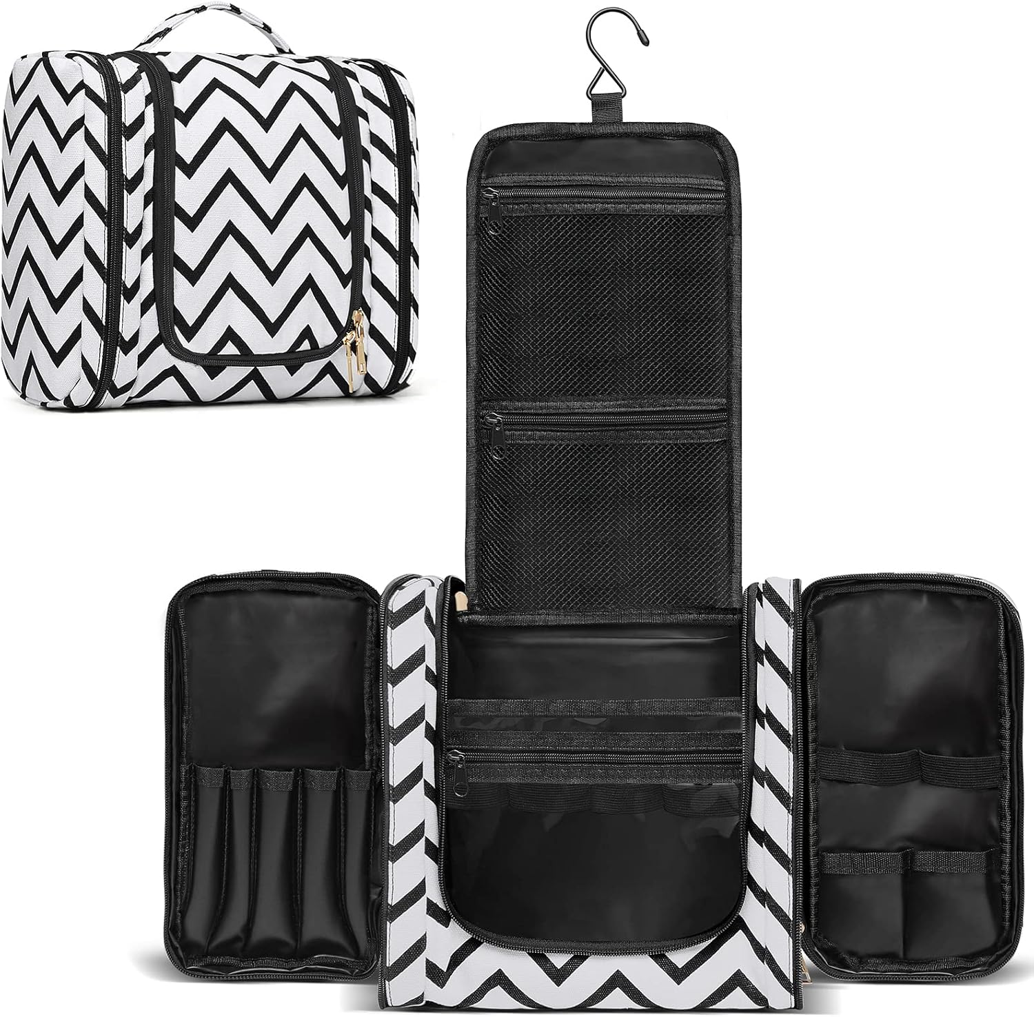 Hanging Travel Toiletry Bag,Large Capacity Cosmetic Travel Toiletry Organizer for Women with 4 Compartments & 1 Sturdy Hook,Perfect for Travel/Daily Use/Christmas